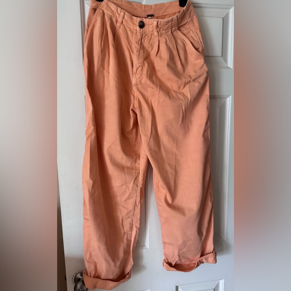 Free People Peach Pleated Wide Leg Pants | Size 0